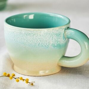 Anthropologie NWT Gorgeous OMBRE Glazed Mug Morning Coffee in Mint